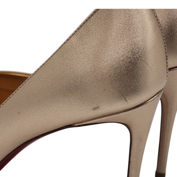 Christian Louboutin Iriza Pumps 85 - Calf Leather - Gold - 37.5 7 US $845 - Picture 8 of 13